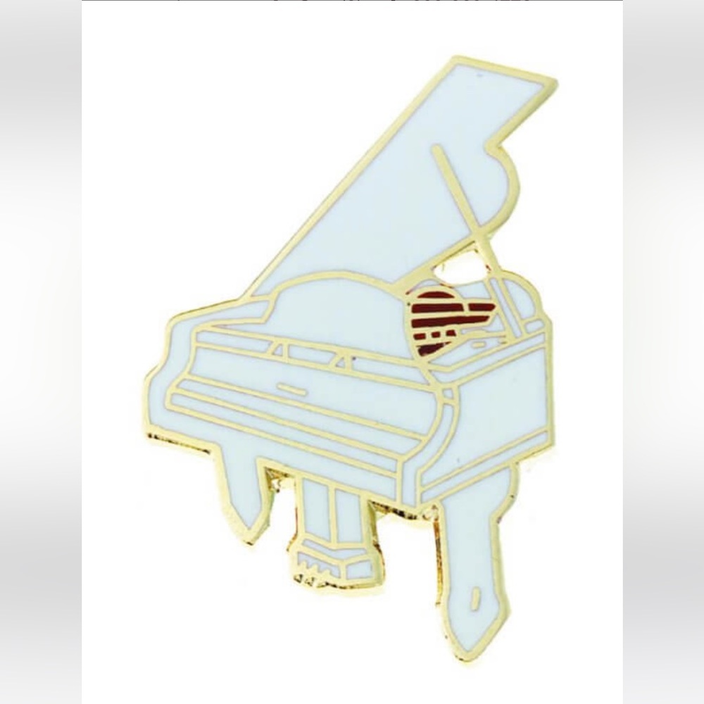 New Enamel White Grand Piano Pin Brooch for Backpack Bag Etc